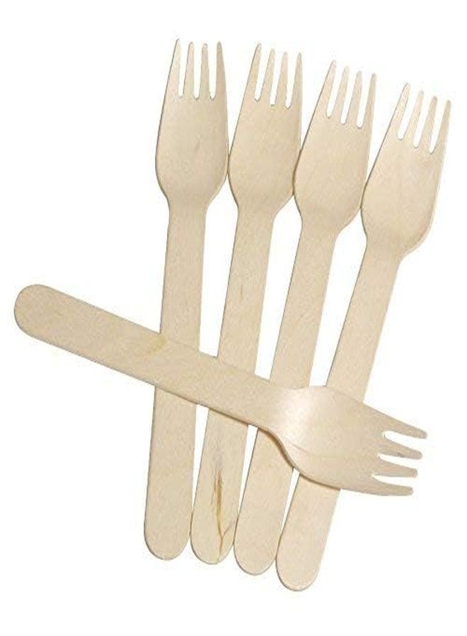SANWALSA [ Pack of 100pcs, 160mm] Disposable Wooden Forks | Wooden Dining Tableware Fork Set | Ideal for Birthday, Wedding, Events & Party - Image 1